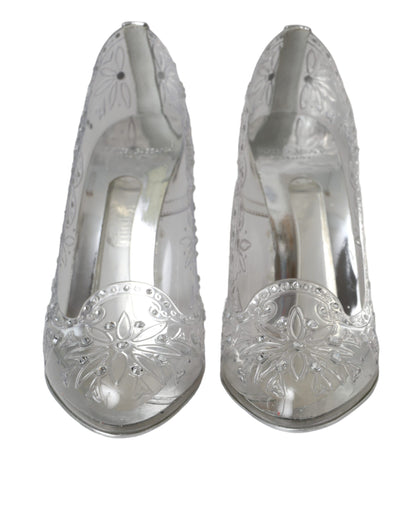 Dolce & Gabbana Clear Floral Crystal Heels CINDERELLA Shoes