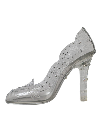 Dolce & Gabbana Clear Floral Crystal Heels CINDERELLA Shoes