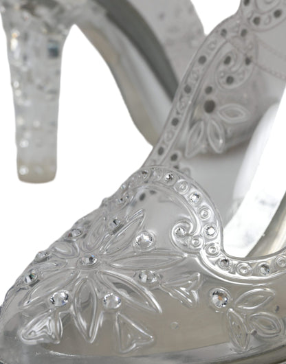 Dolce & Gabbana Clear Floral Crystal Heels CINDERELLA Shoes