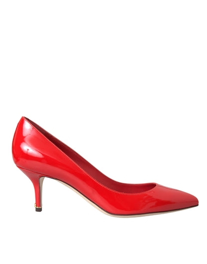 Dolce & Gabbana Red Patent Leather Kitten Heels Pumps Shoes