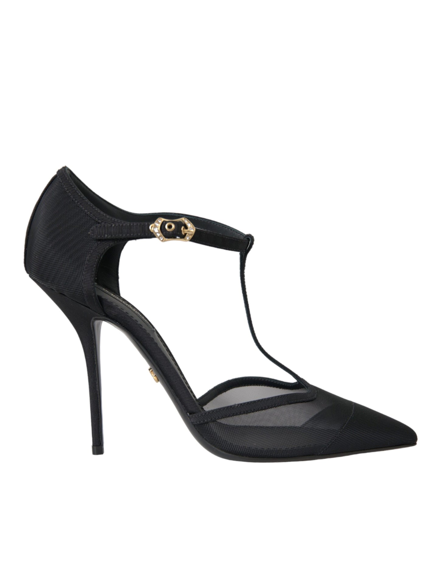 Dolce & Gabbana Black Mesh T-strap Stiletto Heel Pumps Shoes