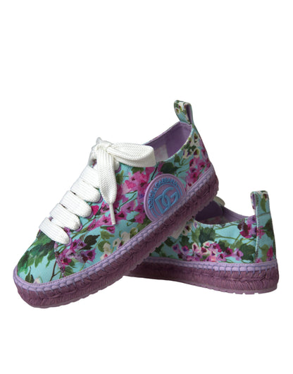 Dolce & Gabbana Multicolor Canvas Floral Espadrilles Sneakers Shoes