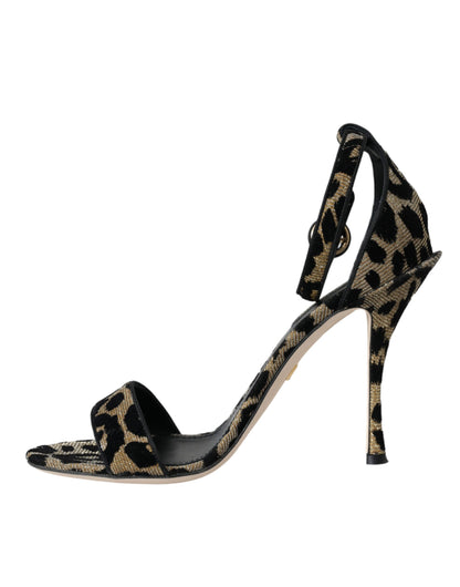 Dolce & Gabbana Gold Leopard Lurex High Heel Sandals Shoes