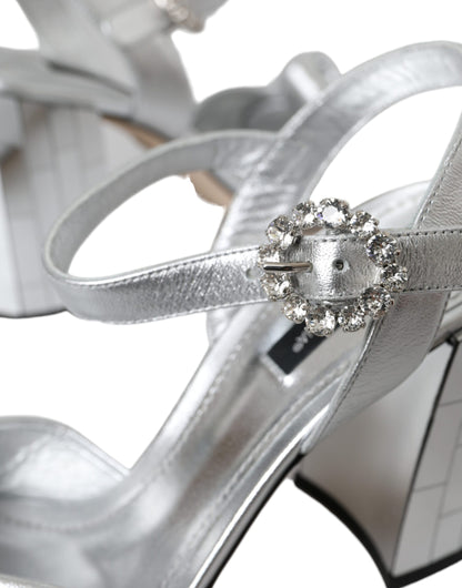 Dolce & Gabbana Silver Crystal Ankle Strap Keira Sandal Shoes