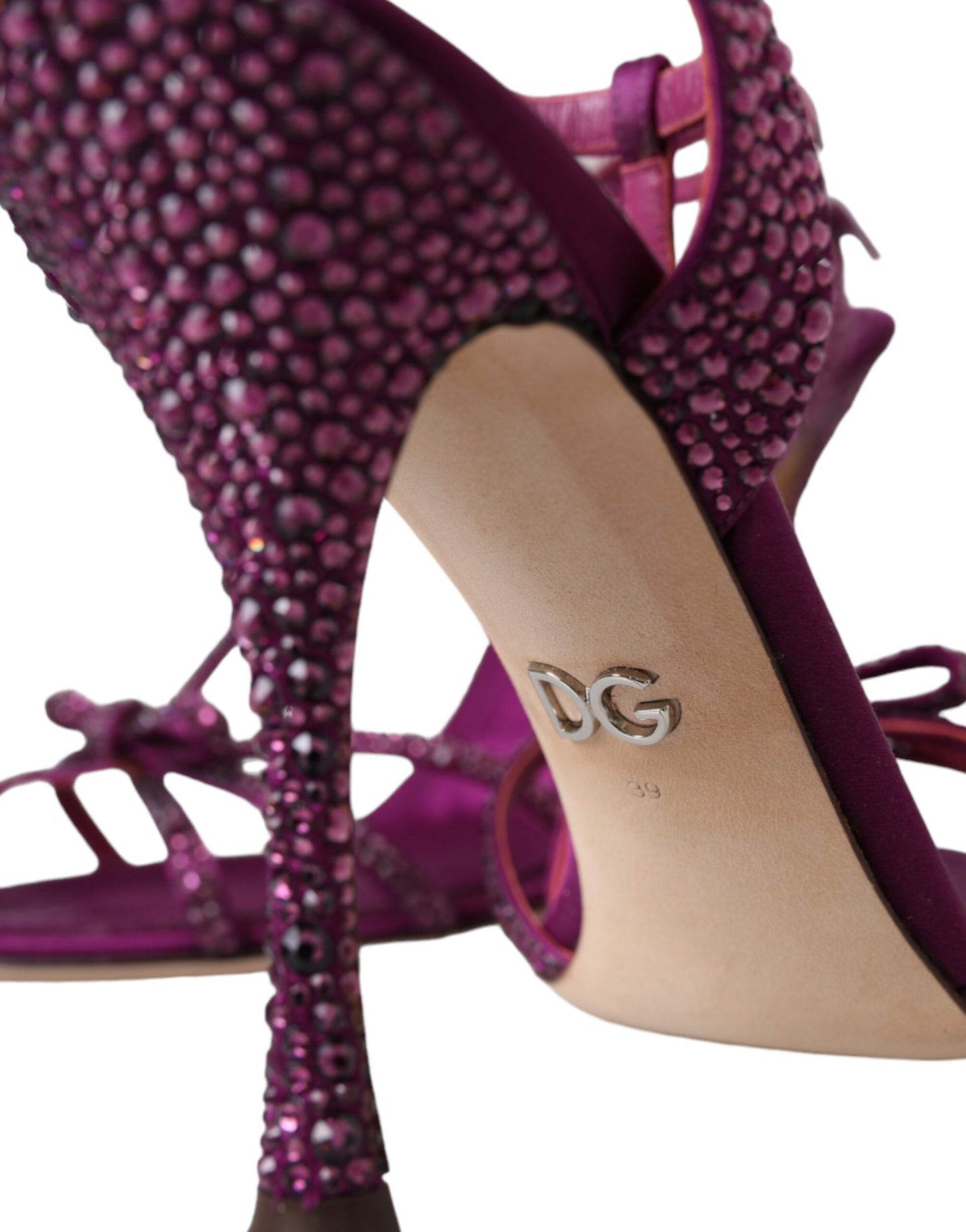 Dolce & Gabbana Purple Strass Ankle Strap Heels Sandals Shoes