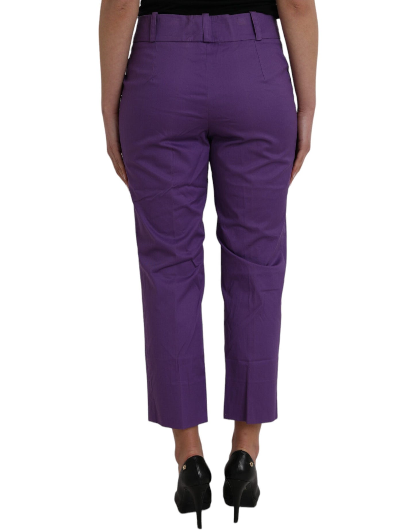 BENCIVENGA Purple Cotton MidWaist Straight Cropped Pants