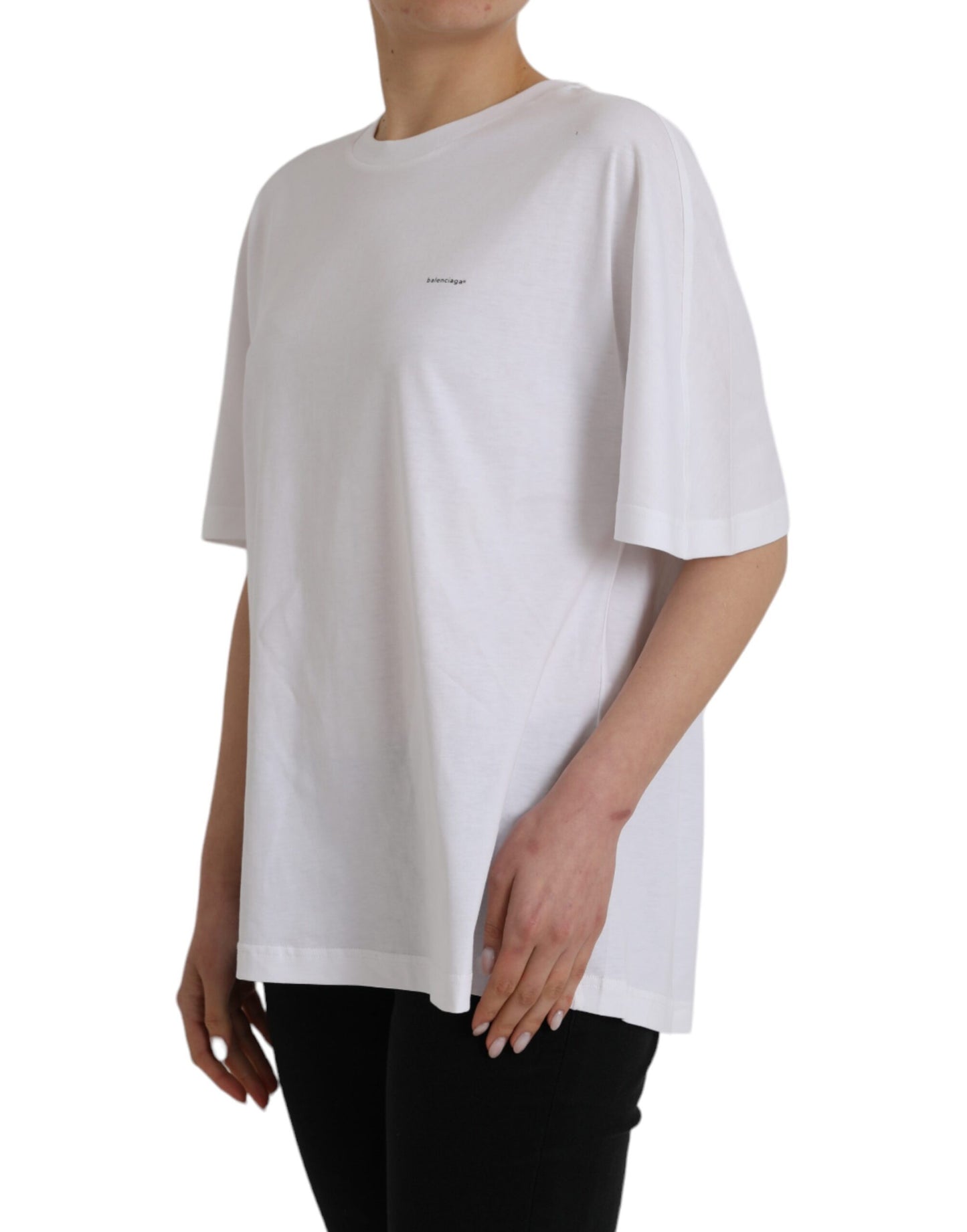 Balenciaga White Cotton Crew Neck Short Sleeves T-shirt