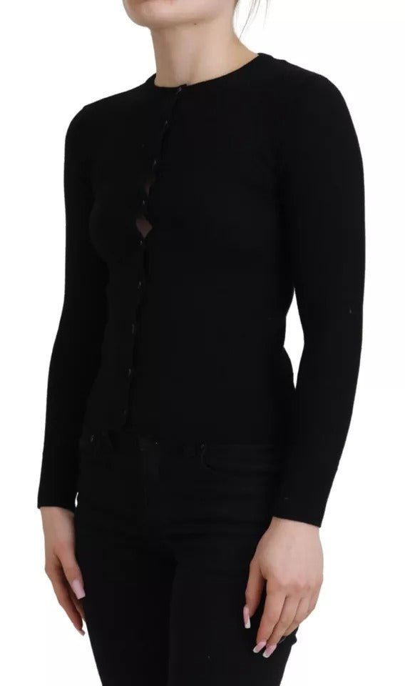 Dolce & Gabbana Black Button Down Slim Cardigan Wool Sweater