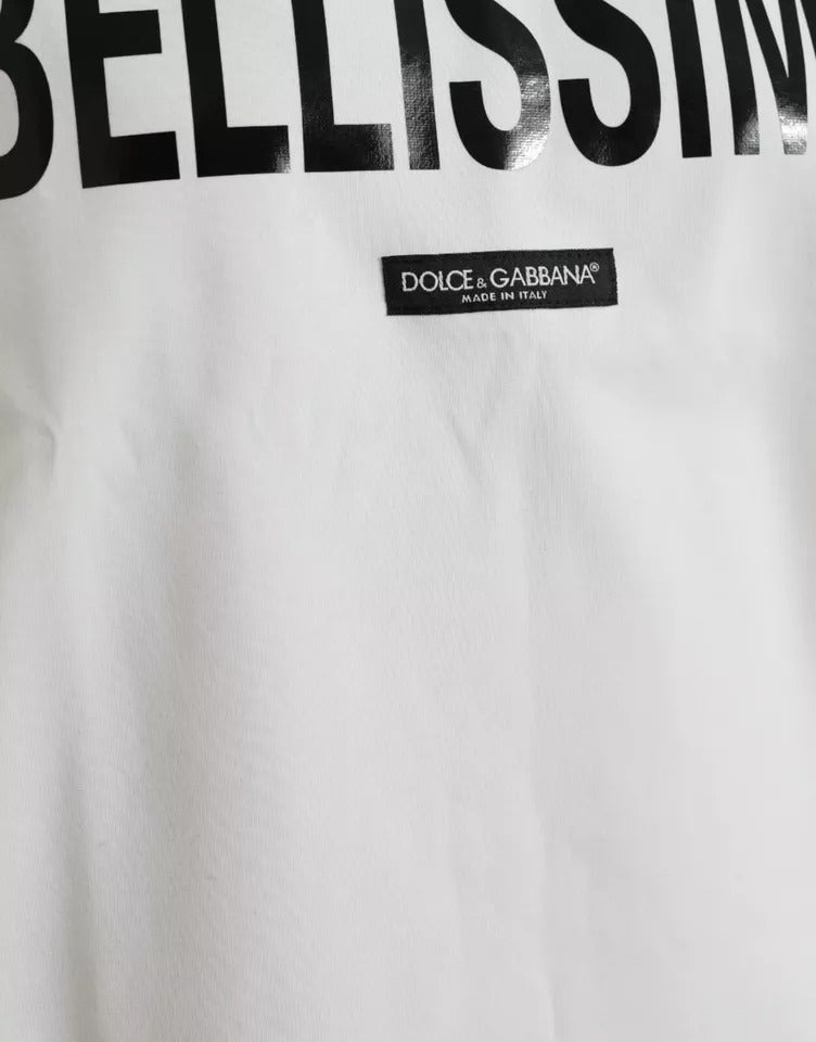 Dolce & Gabbana White Bellissima Cotton Crew Neck T-shirt