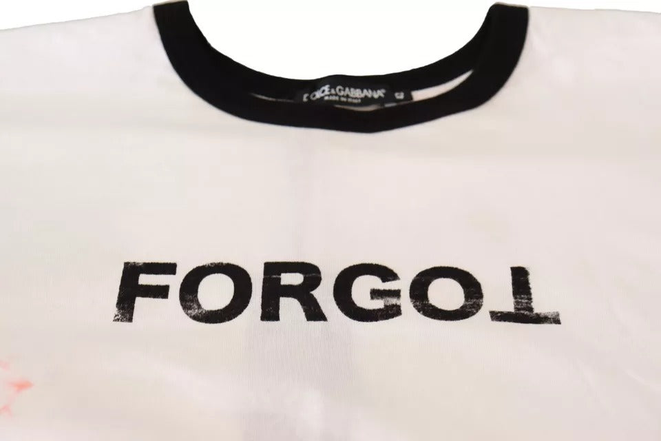 Dolce & Gabbana White Forgot Print Short Sleeves Crop T-shirt