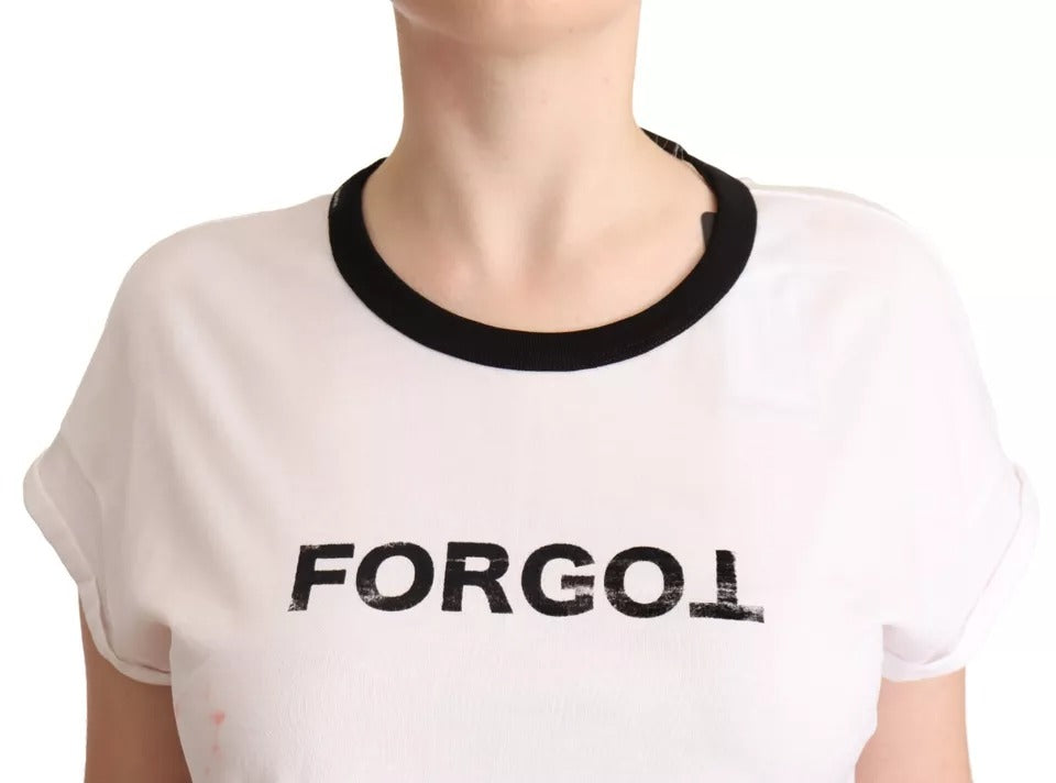 Dolce & Gabbana White Forgot Print Short Sleeves Crop T-shirt