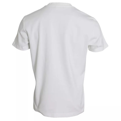 Dolce & Gabbana White Logo Embossed Cotton Crewneck T-shirt