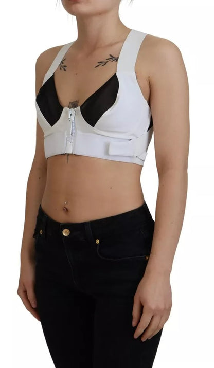 Dolce & Gabbana White Viscose Sleeveless Cropped Bustier Top