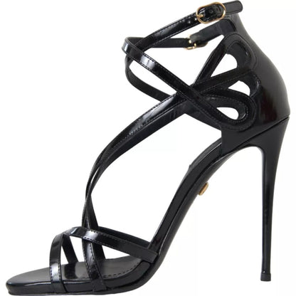 Dolce & Gabbana Black Bellucci Leather Heels Sandals Shoes