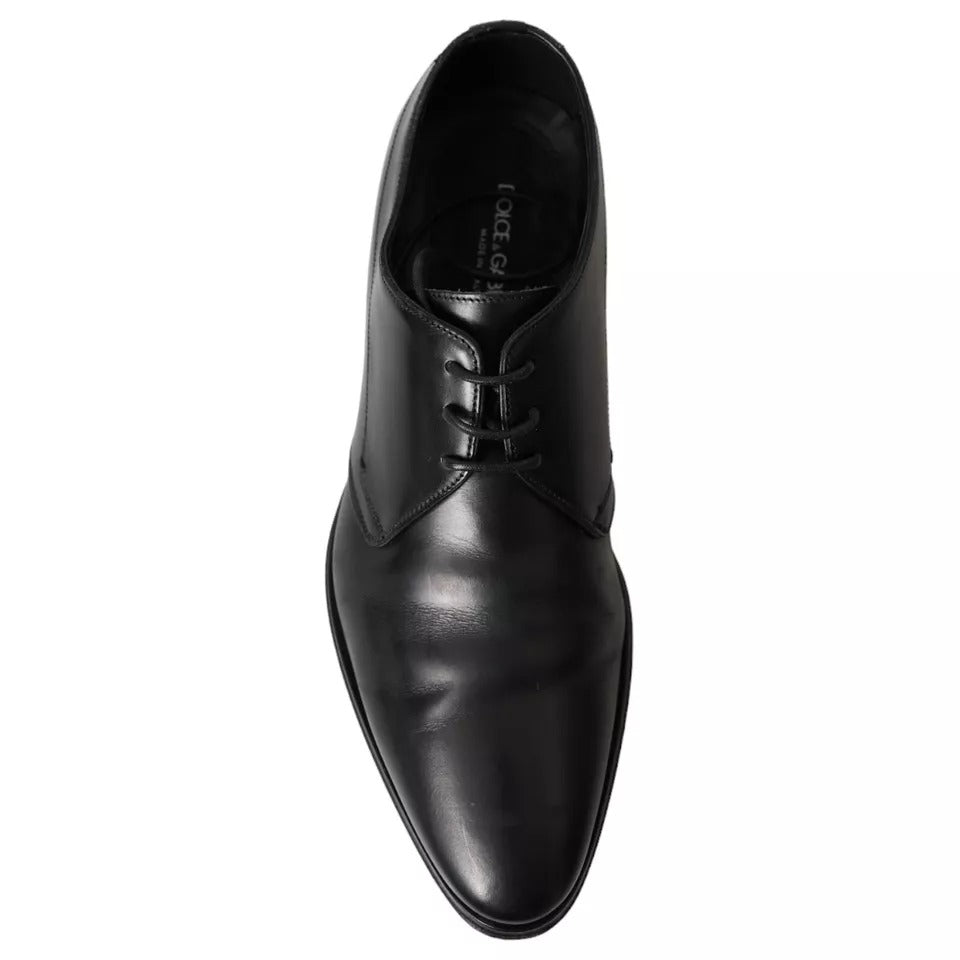 Dolce & Gabbana Black Leather Derby Formal Dress Men Shoes