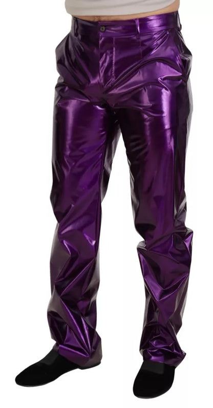 Dolce & Gabbana Purple Shining Men Casual Pants