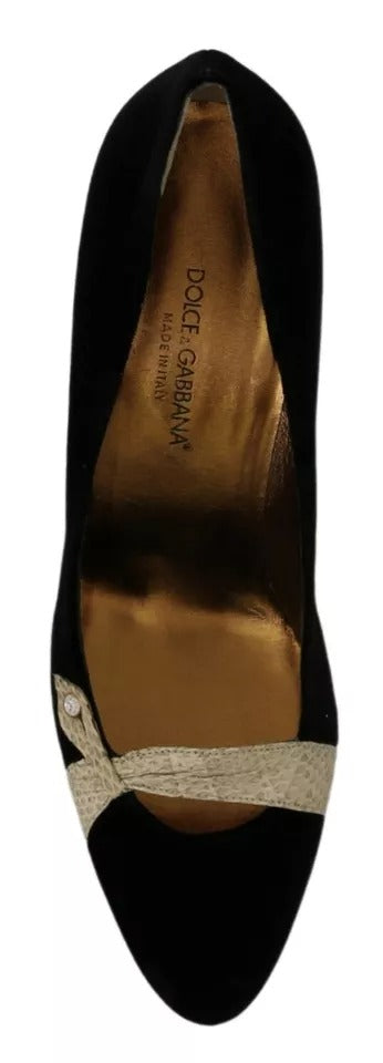 Dolce & Gabbana Black Velvet Ayers High Heels Pumps Shoes