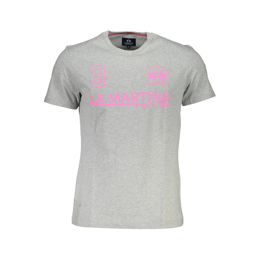 La Martina Gray Cotton Men T-Shirt