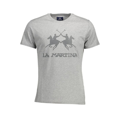 La Martina Gray Cotton Men T-Shirt