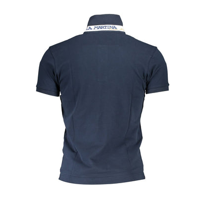 La Martina Blue Cotton Men Polo Shirt