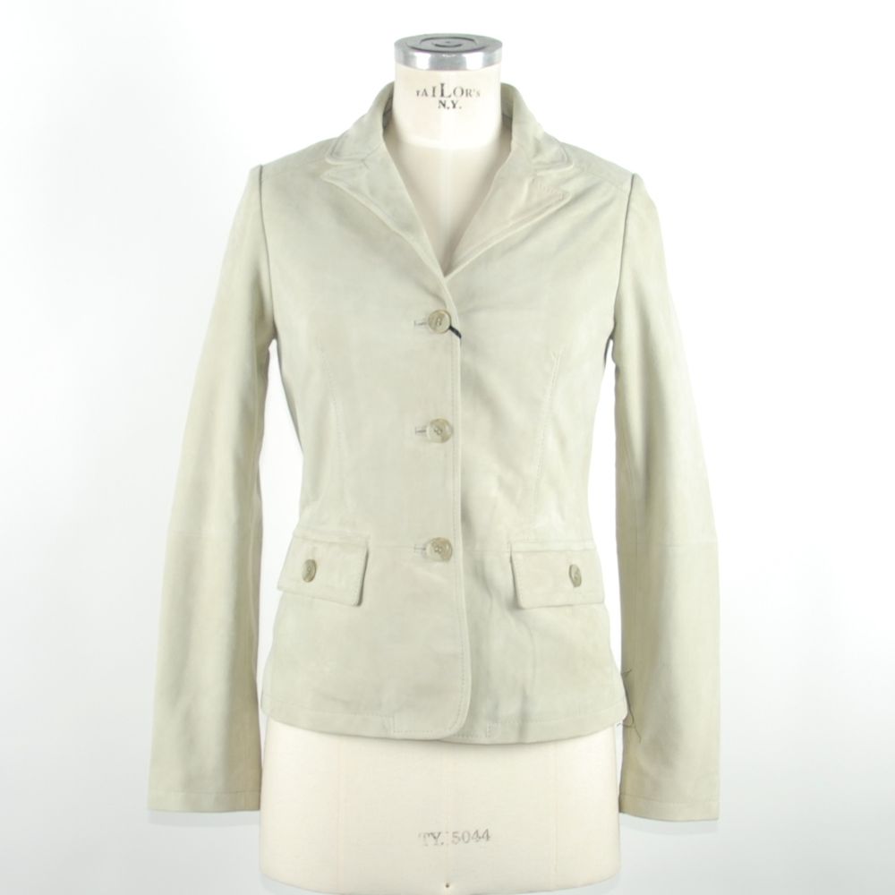 Emilio Romanelli White Leather Women Jacket