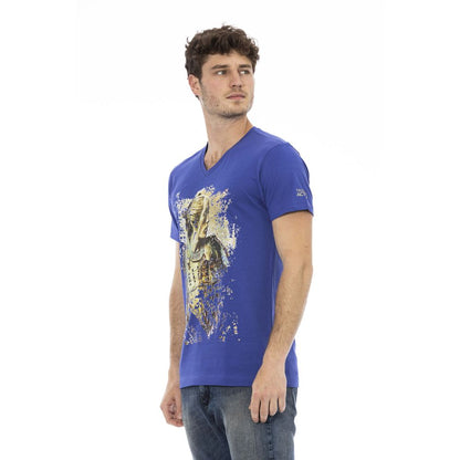 Trussardi Action Elegant V-Neck Tee with Chic Front Print