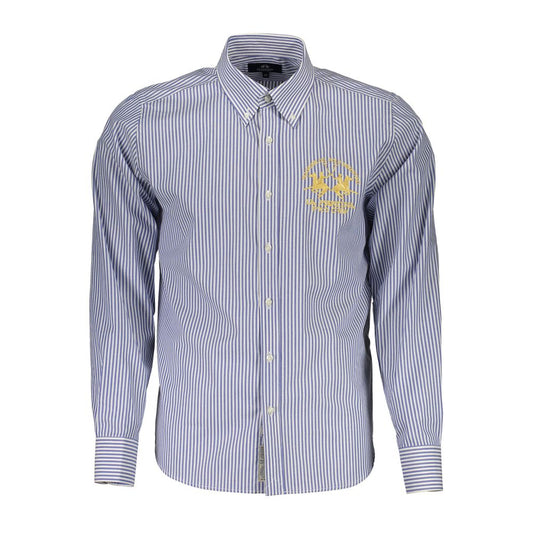 La Martina Blue Cotton Men Shirt