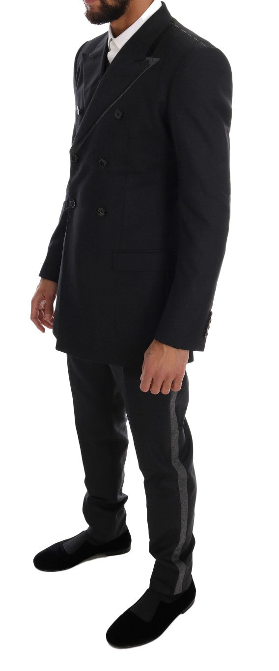 Dolce & Gabbana Elegant Gray Double Breasted Wool Suit