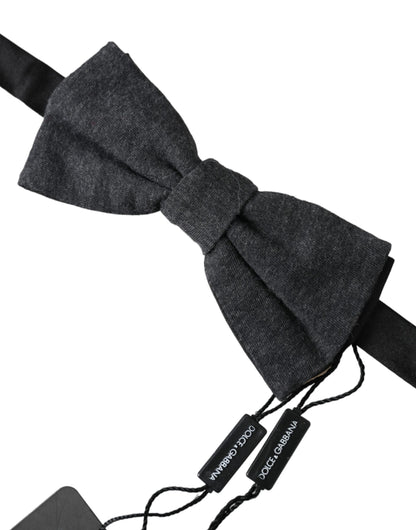 Dolce & Gabbana Dark Gray Silk Adjustable Neck Men Bow Tie