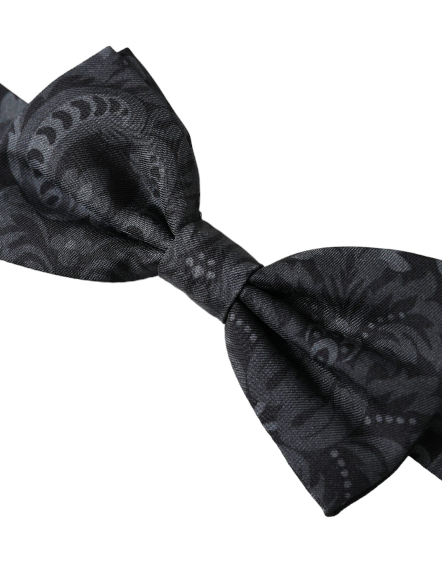 Dolce & Gabbana Dark Gray Silk Patterned Adjustable Men Bow Tie