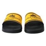 Dolce & Gabbana Black Yellow Neoprene Slides Beachwear Shoes