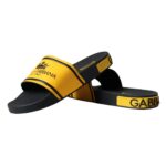 Dolce & Gabbana Black Yellow Neoprene Slides Beachwear Shoes