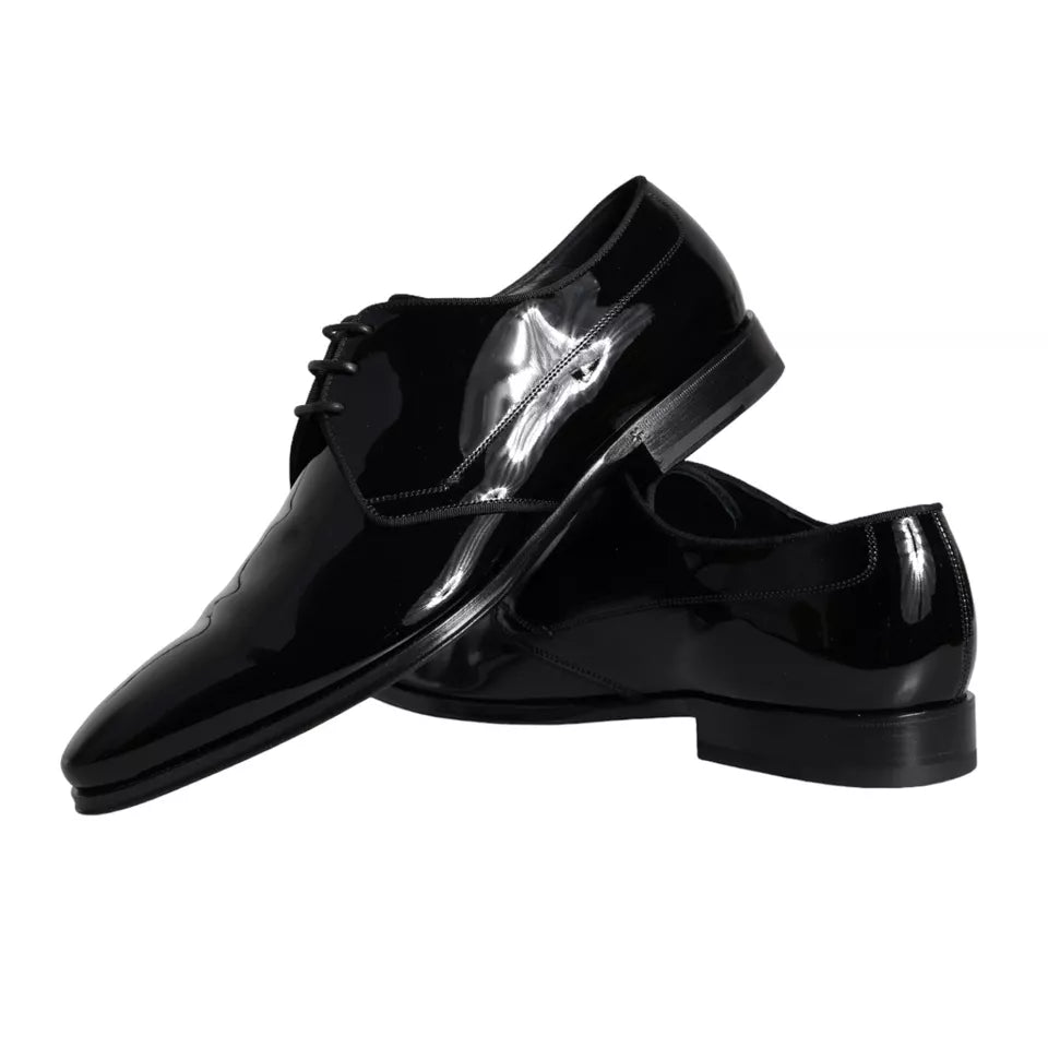 Dolce & Gabbana Black Calfskin Leather Derby Men Dress Shoes