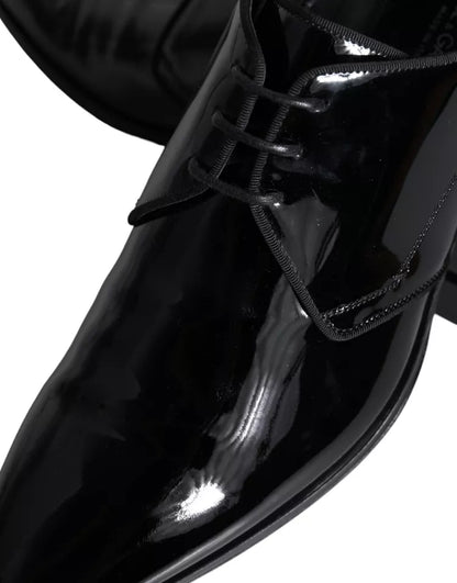 Dolce & Gabbana Black Calfskin Leather Derby Men Dress Shoes