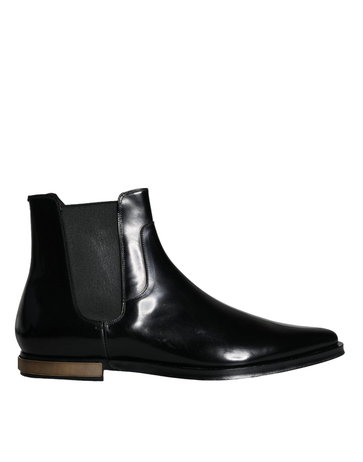 Dolce & Gabbana Black Leather Chelsea Ankle Boots Shoes