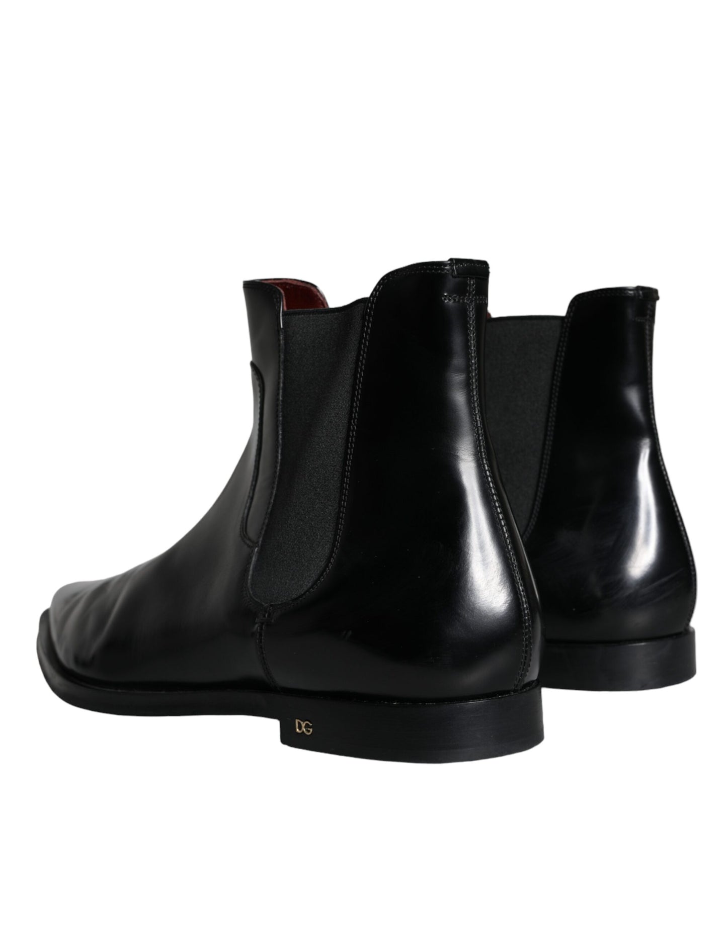 Dolce & Gabbana Black Leather Chelsea Ankle Boots Shoes