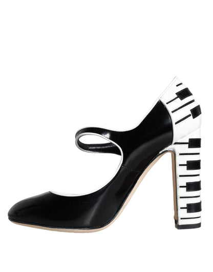 Dolce & Gabbana Black White Piano Keys Mary Janes Heels Shoes