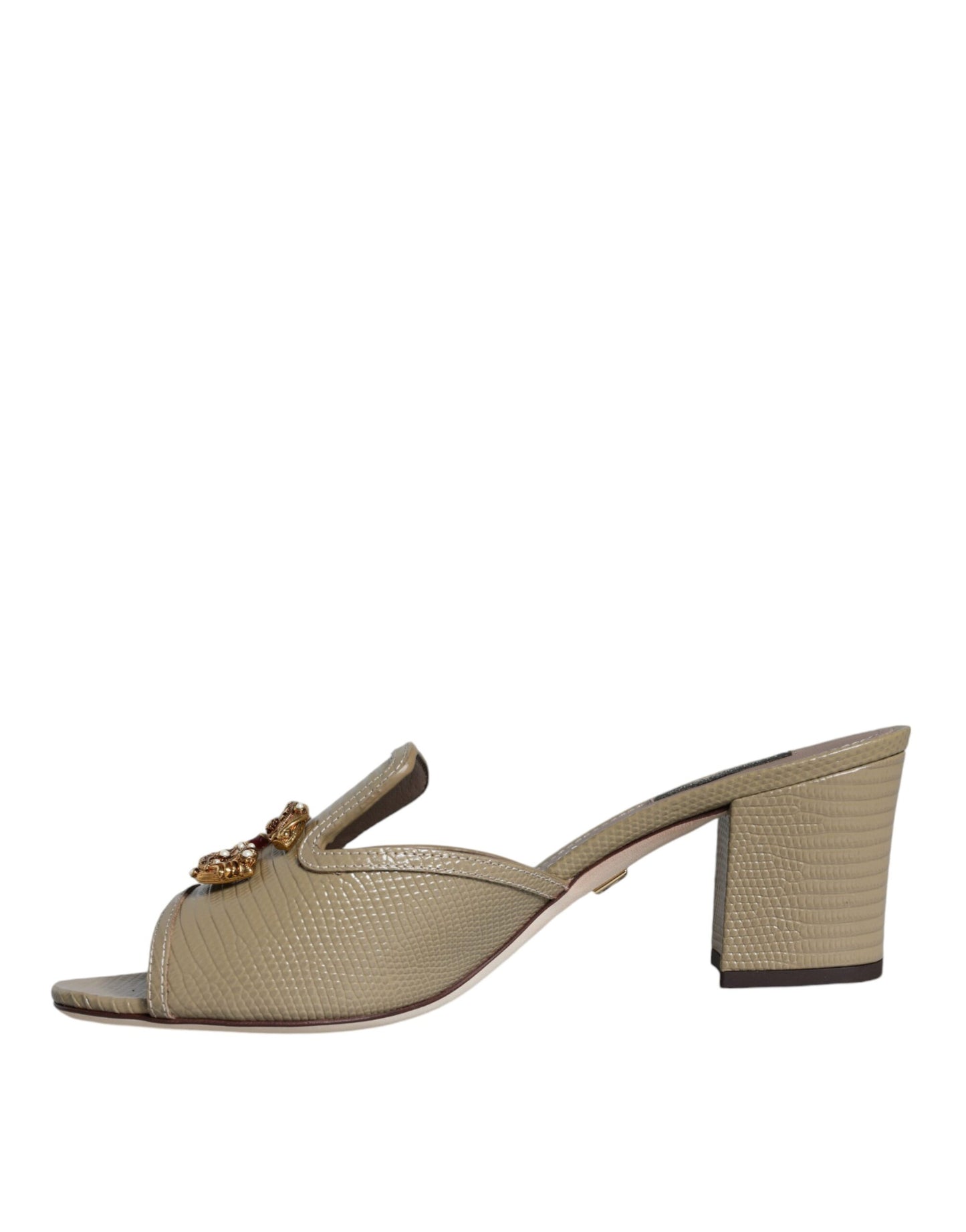 Dolce & Gabbana Beige DG Amore Slip On Heels Sandals Shoes