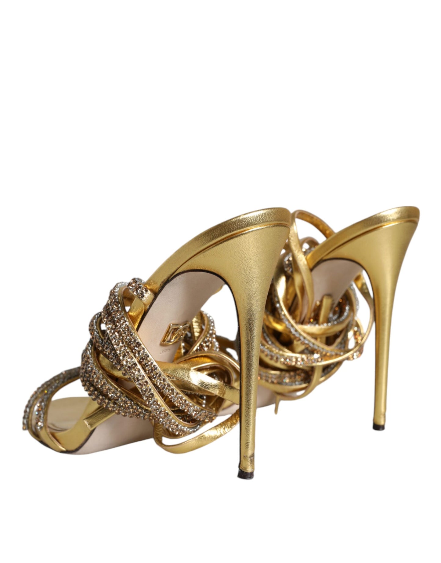 Dolce & Gabbana Gold Crystals Keira Heels Sandals Shoes