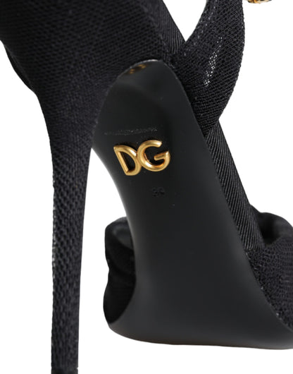 Dolce & Gabbana Black KEIRA Heels Ankle Strap Sandals Shoes