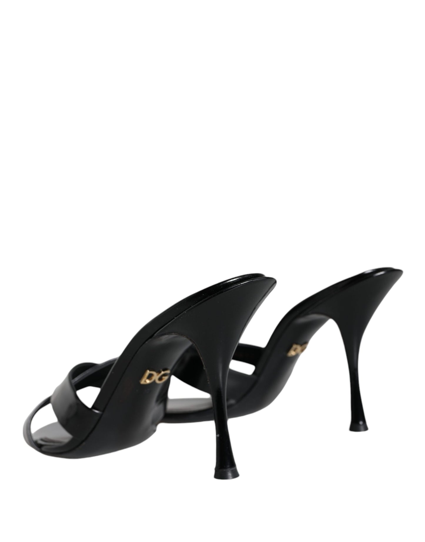 Dolce & Gabbana Black Leather Slides Keira Sandals Shoes