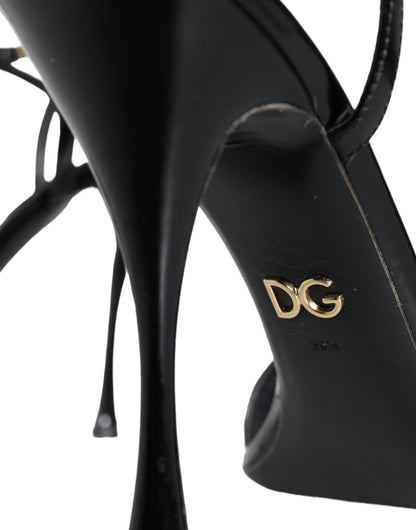 Dolce & Gabbana Black KEIRA Heels Ankle Strap Sandals Shoes