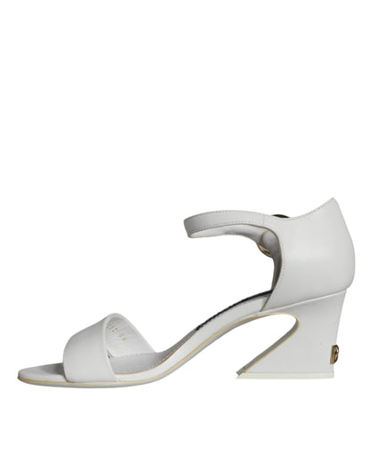 Dolce & Gabbana White Leather Heels Keira Sandals Shoes