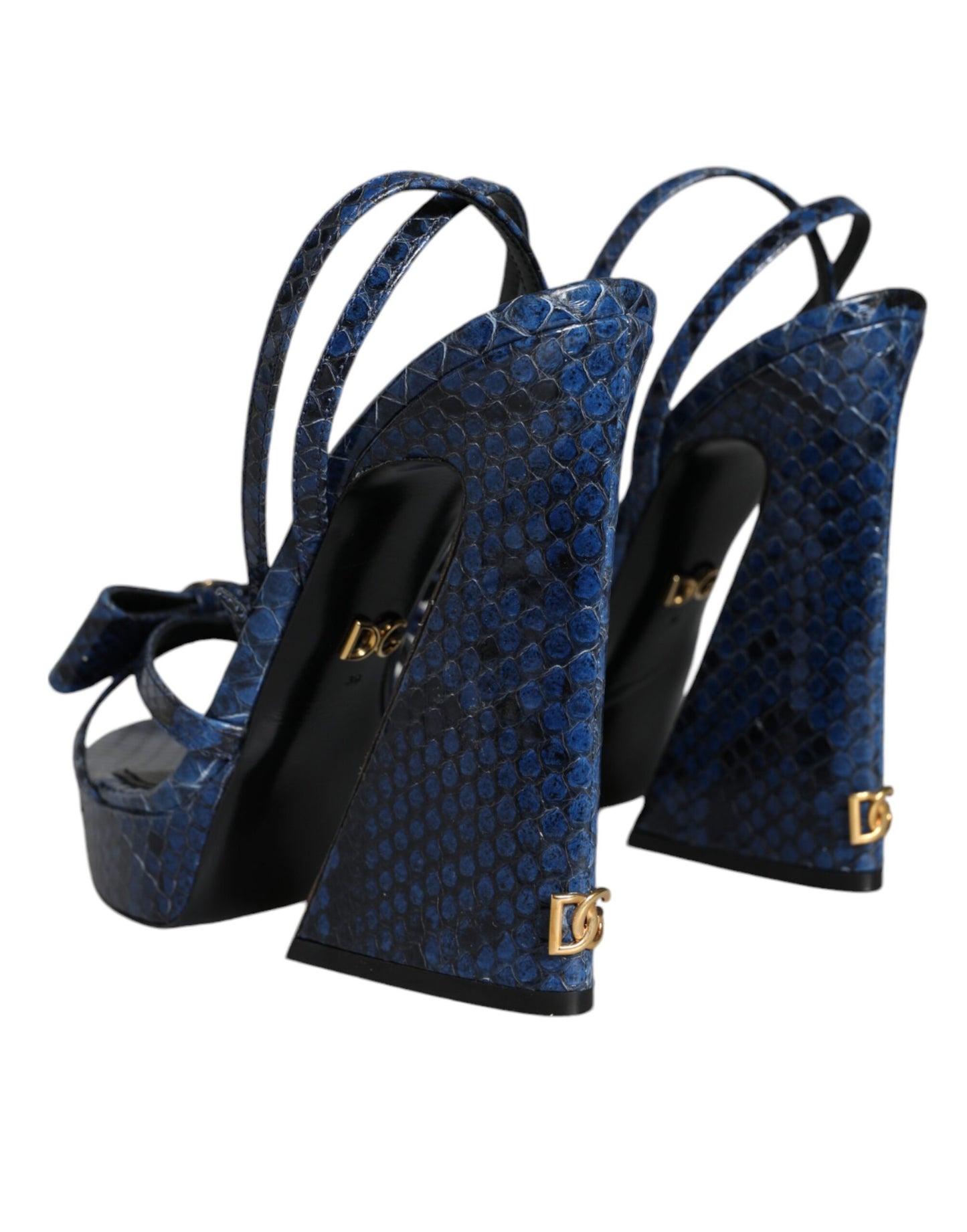 Dolce & Gabbana Blue Leather Ankle Strap Heels Sandals Shoes