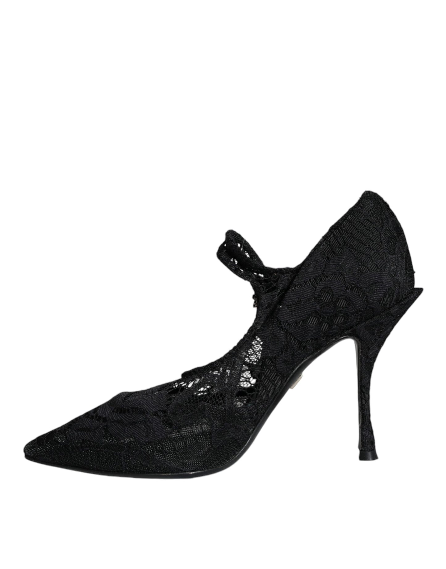 Dolce & Gabbana Black Mary Jane Pumps Lace Crystals Heels Shoes