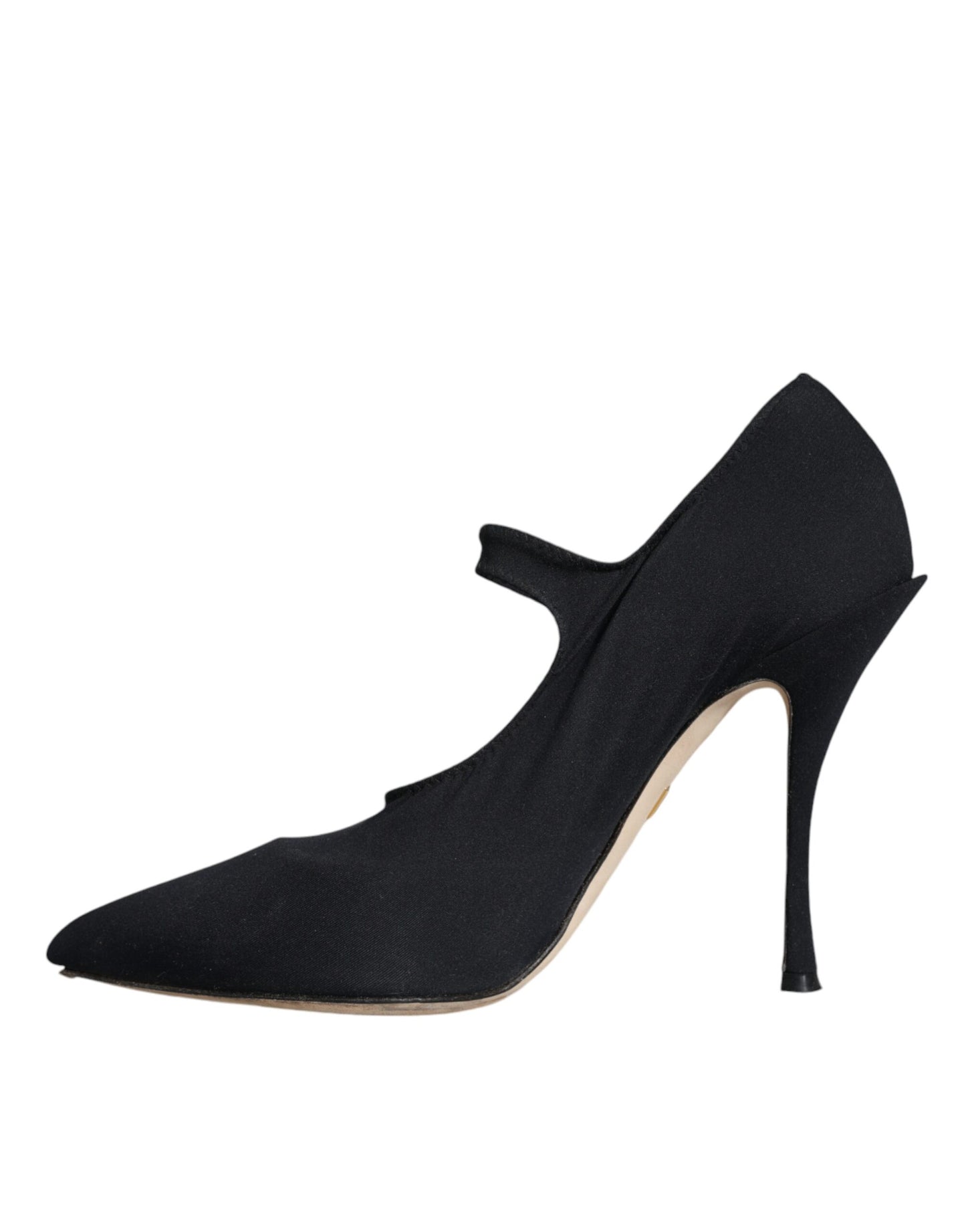 Dolce & Gabbana Black Mary Jane Jersey Crystal Pumps Shoes