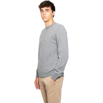 Alpha Studio Gray Wool Mens Crewneck Sweater