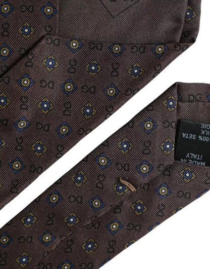 Dolce & Gabbana Brown Silk Branded Logo Adjustable Men Tie