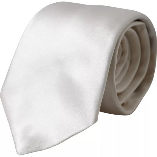 Dolce & Gabbana White Satin Silk Adjustable Men Tie