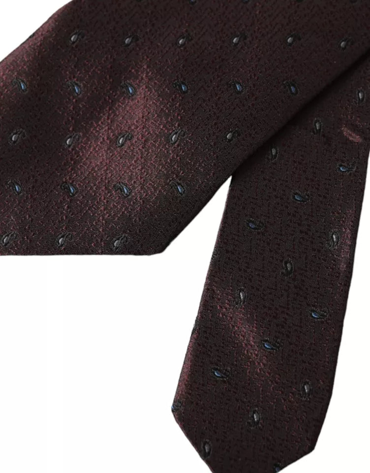 Dolce & Gabbana Bordeaux Fantasy 100% Silk Adjustable Men Tie